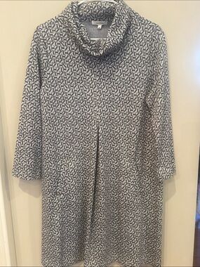 Tyler Boe Black and White Patterned Cowl Neck Dress